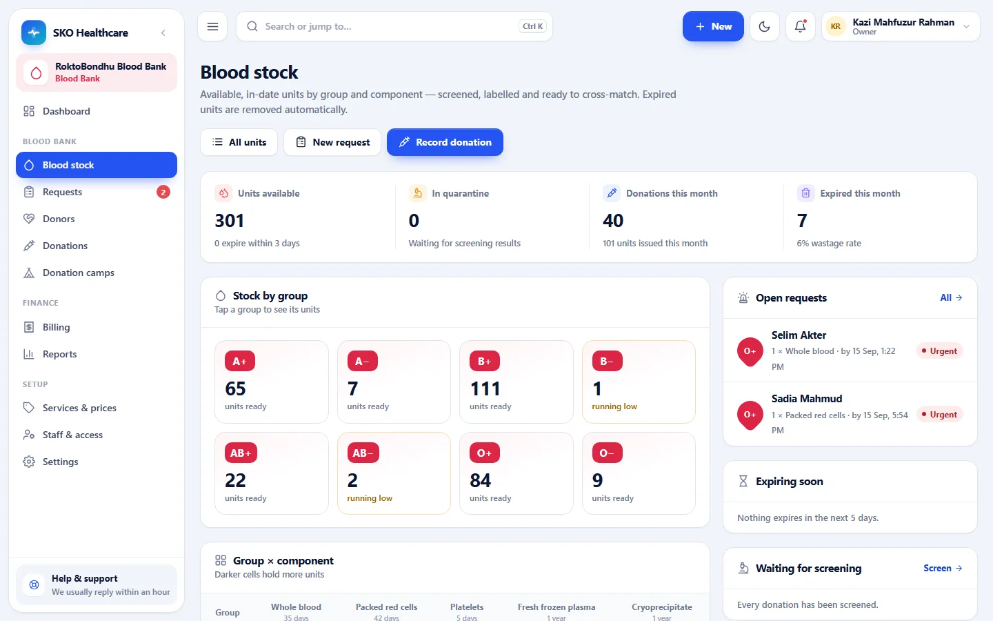 Stock you can trust in an emergency — SKO Healthcare screen